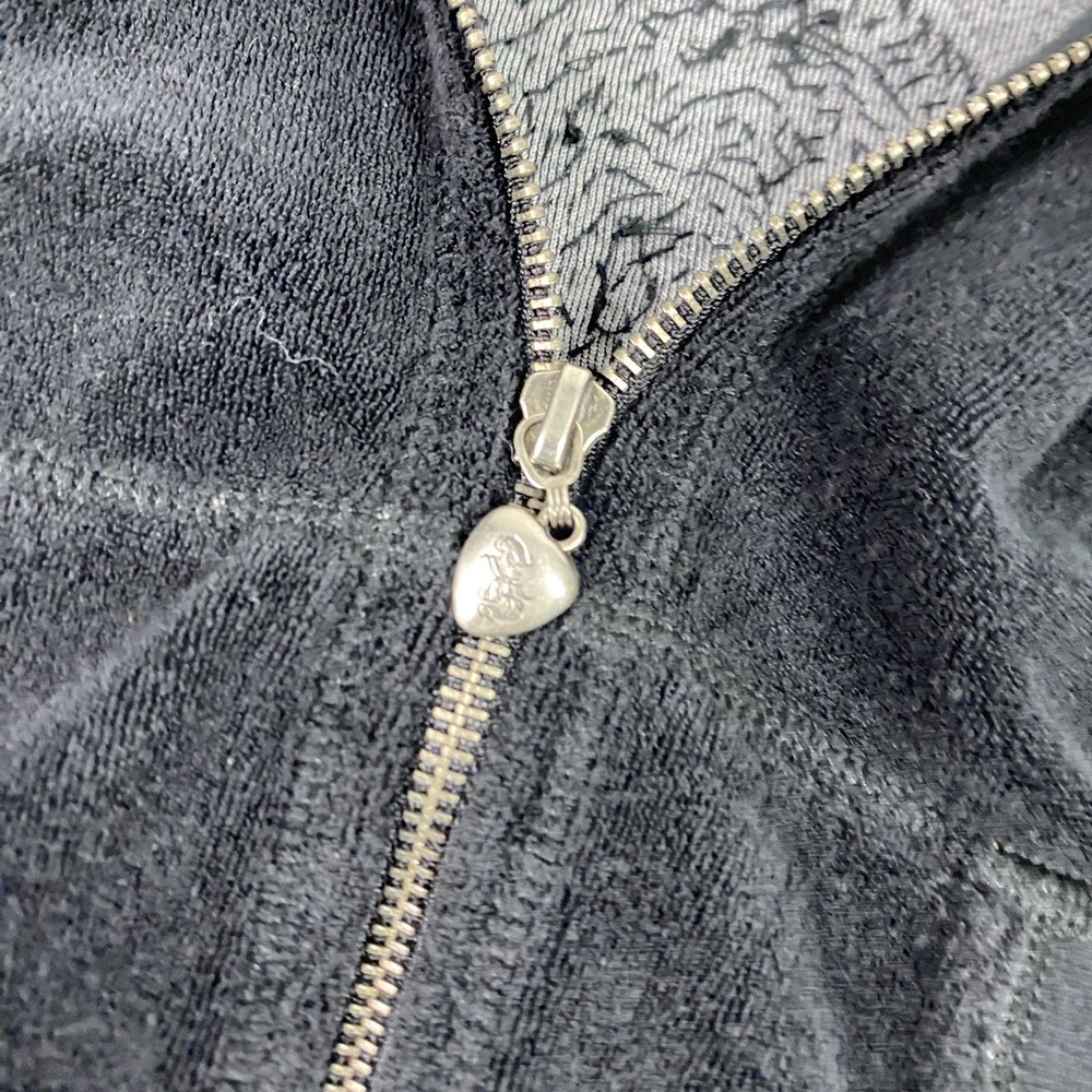 Twisted Heart Hoodie Womens Small Black Velour Beaded Heart Peace Zip Up - Picture 6 of 13